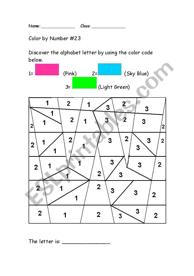 Alphabet Color by Number: W worksheet