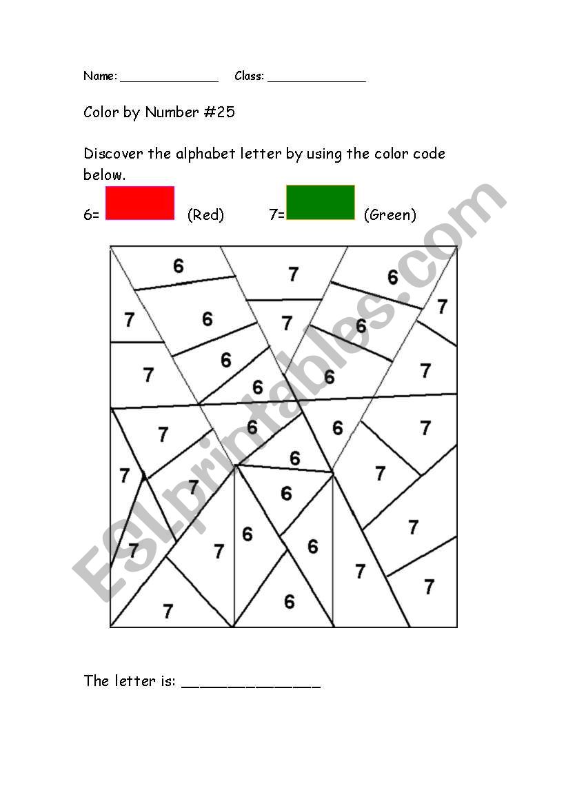Alphabet Color by Number: Y worksheet