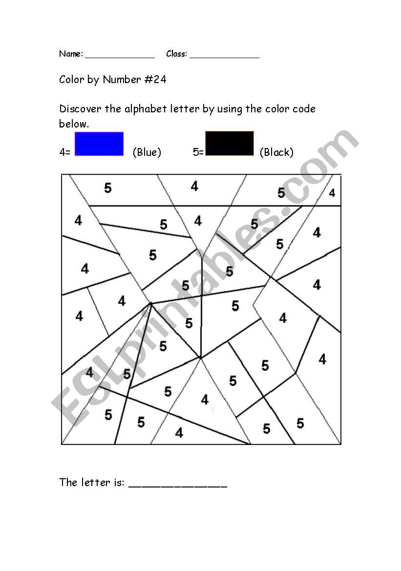 Alphabet Color by Number: X worksheet