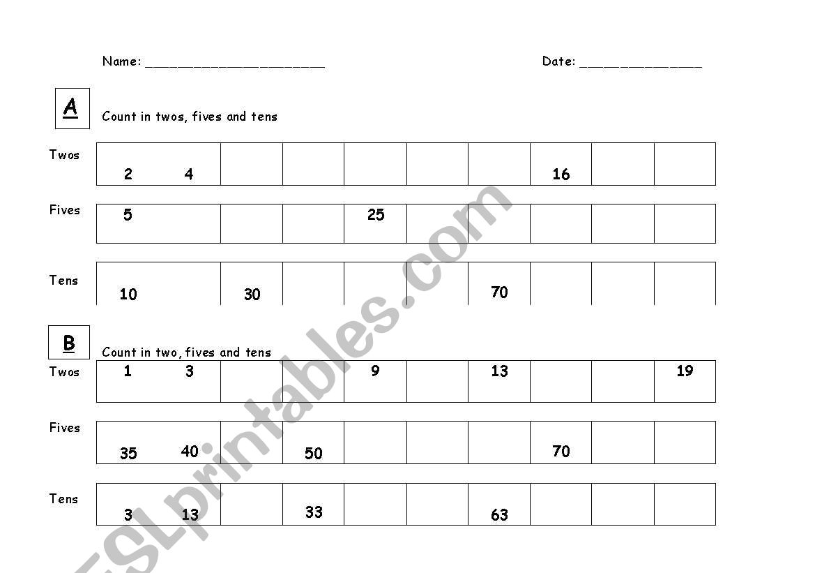 counting patterns worksheet