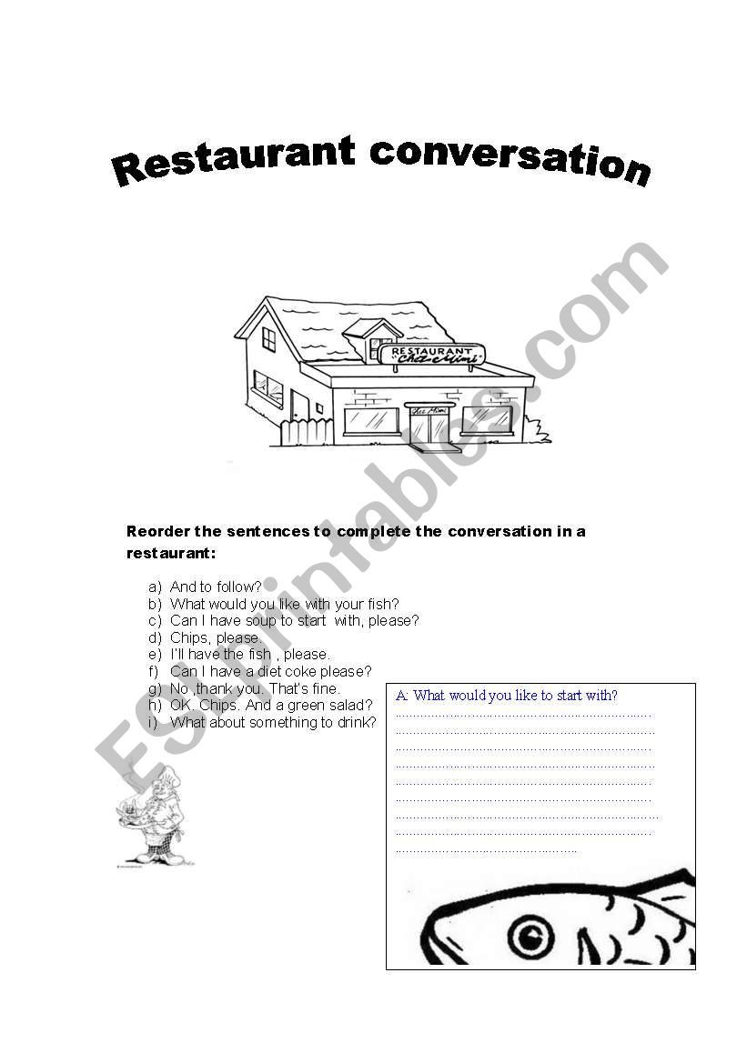 restaurant conversation worksheet