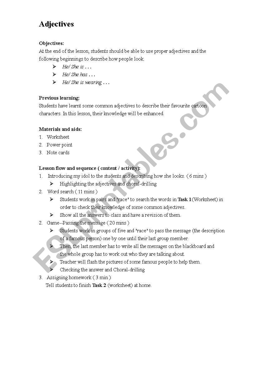 adjectives worksheet