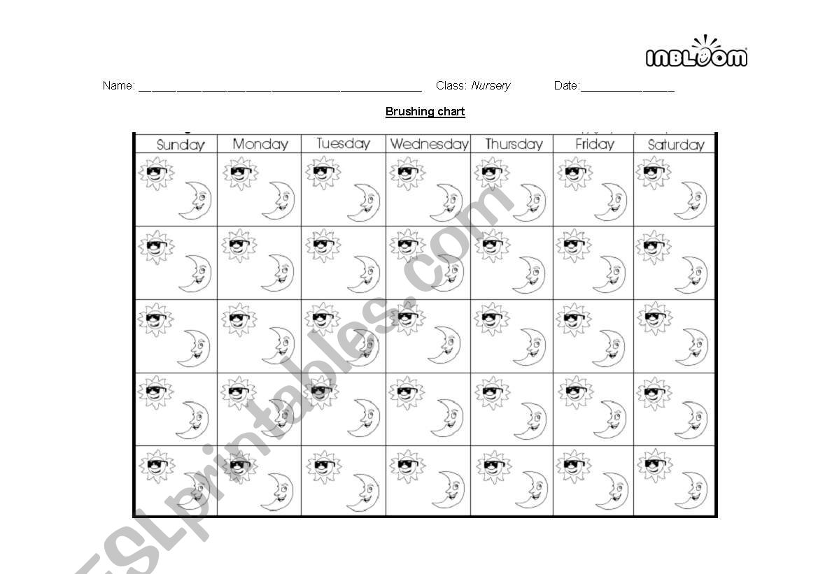 Brushing Chart worksheet