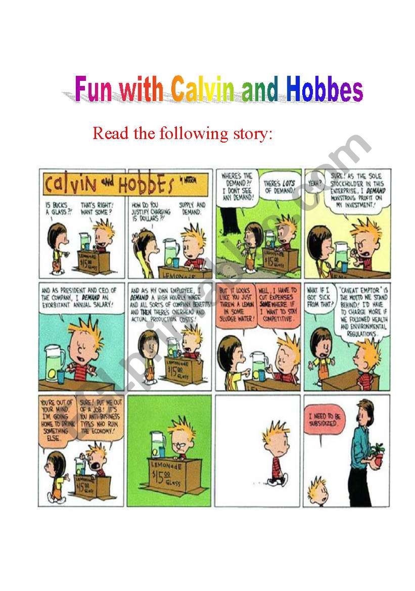 Teaching Vocabulary with Calvin and Hobbes comic 