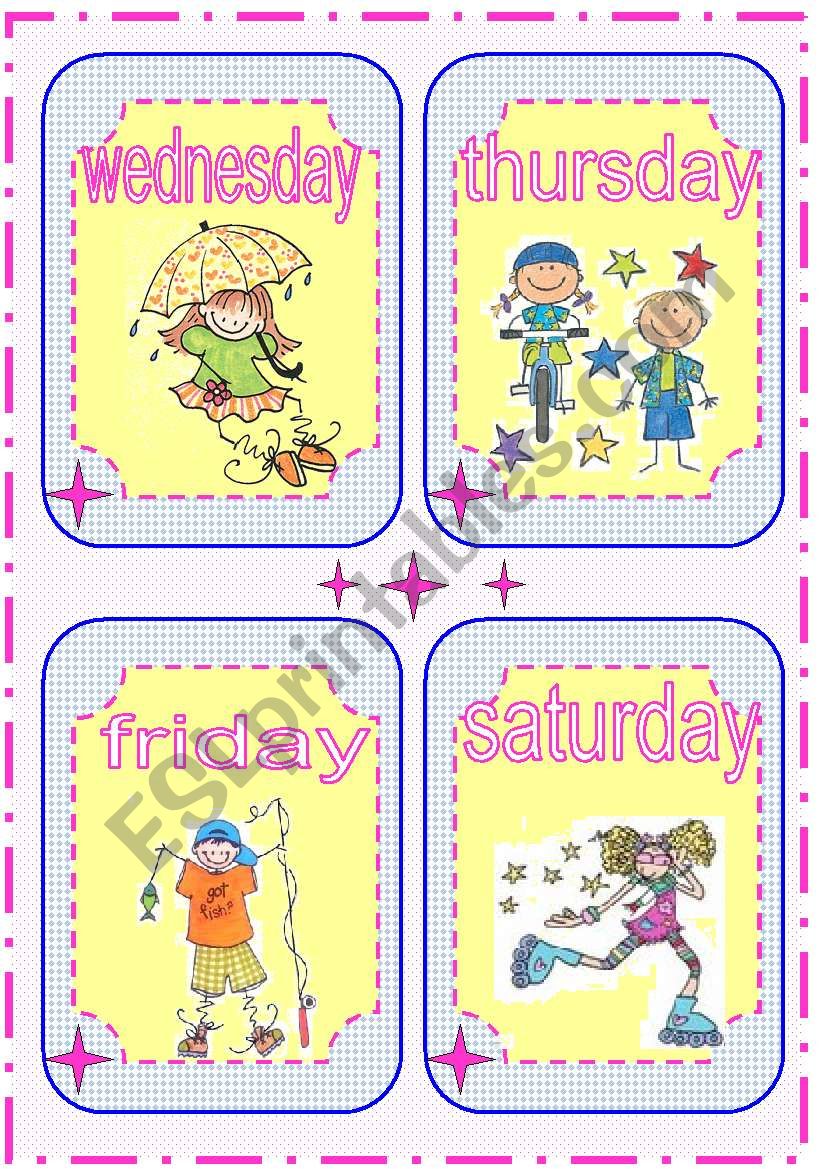 Days of the week cards 2/2 worksheet