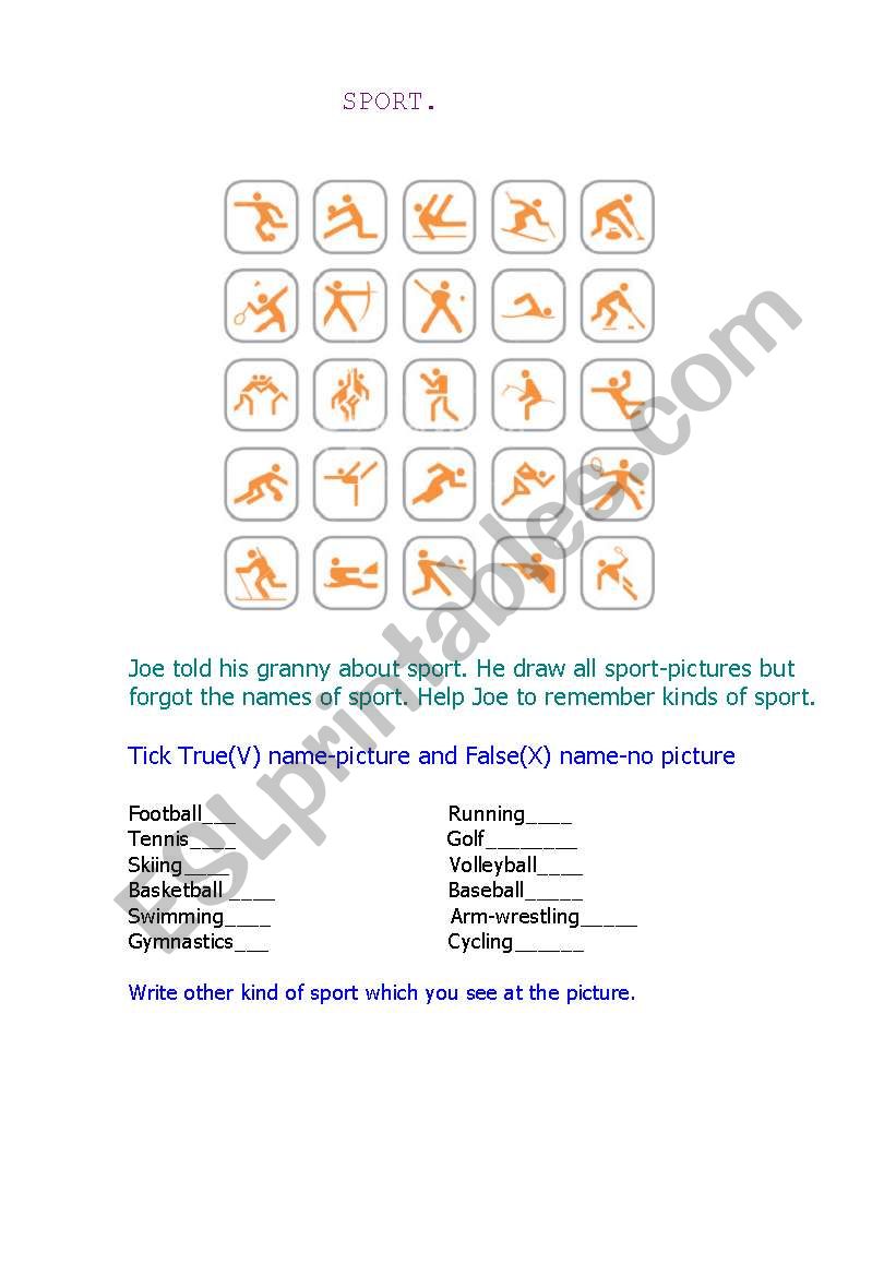 Sport worksheet