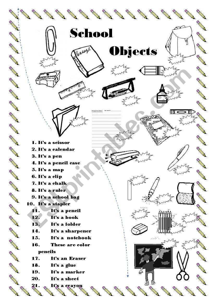 School Objects Match worksheet