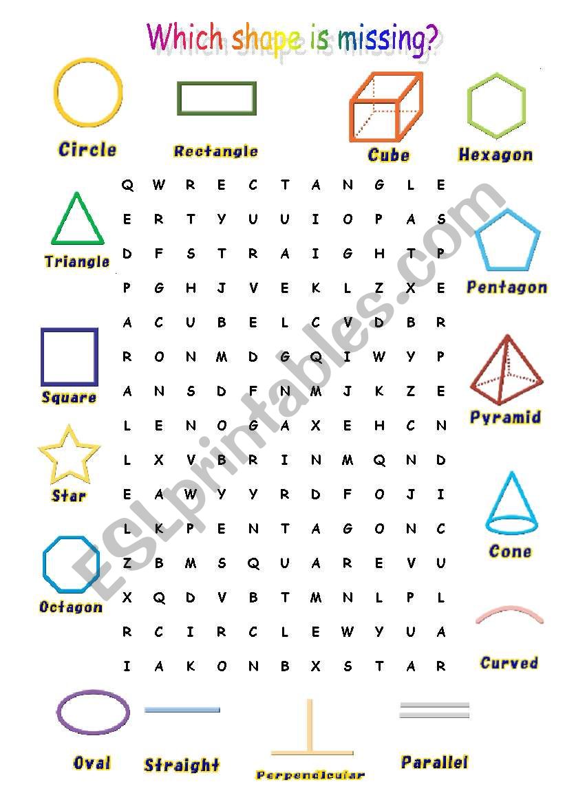 Wordsearch for my classroom poster SHAPES