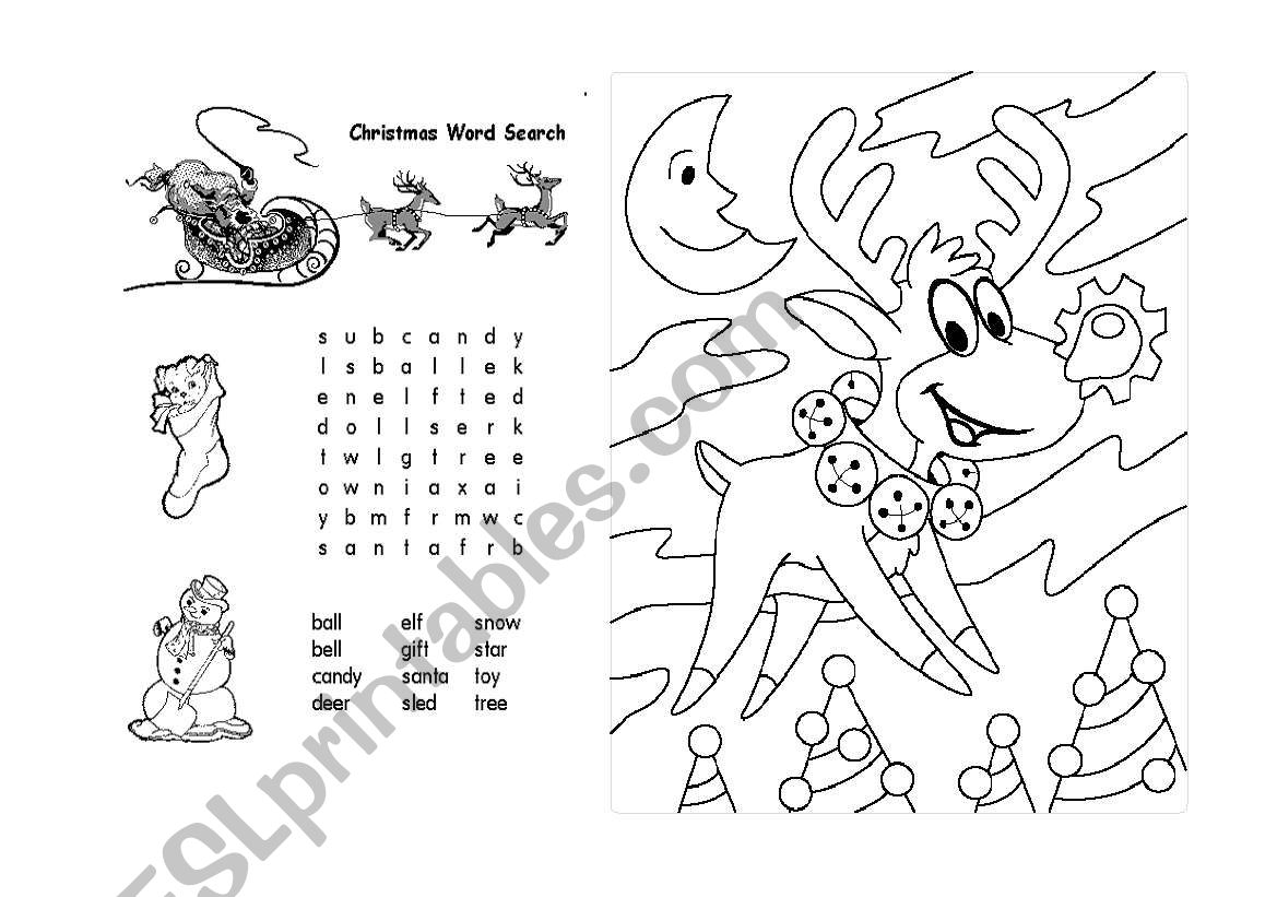 Christmas wordsearch 2 worksheet