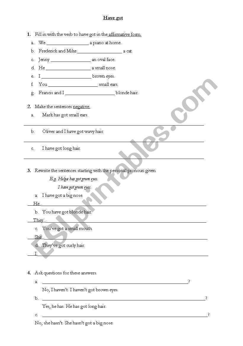 Have got worksheet