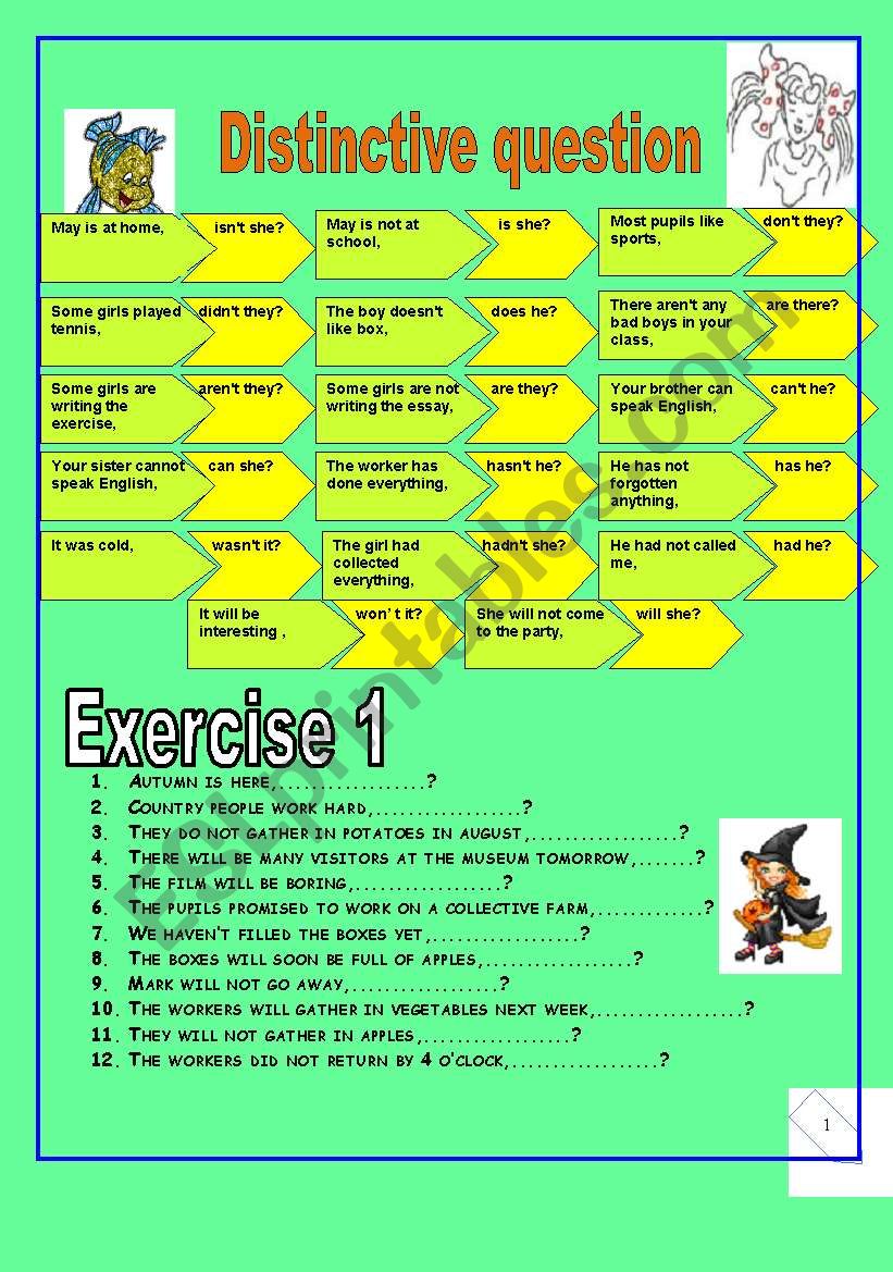 3 pages/4 exercises/61 sentences to Teach distinctive questions (Question Tag)