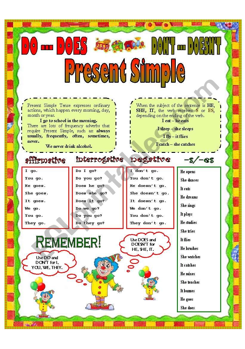 DO - DOES  PRESENT SIMPLE worksheet