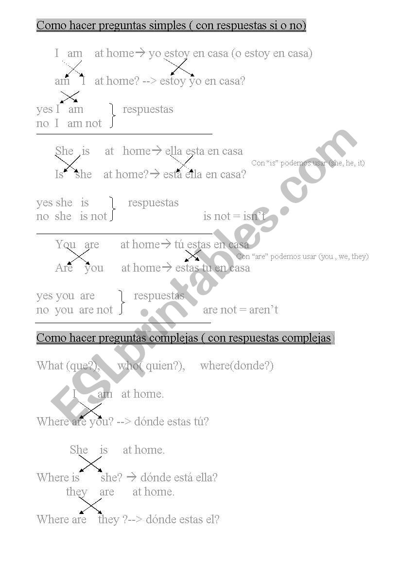 como hacer preguntas simples  worksheet