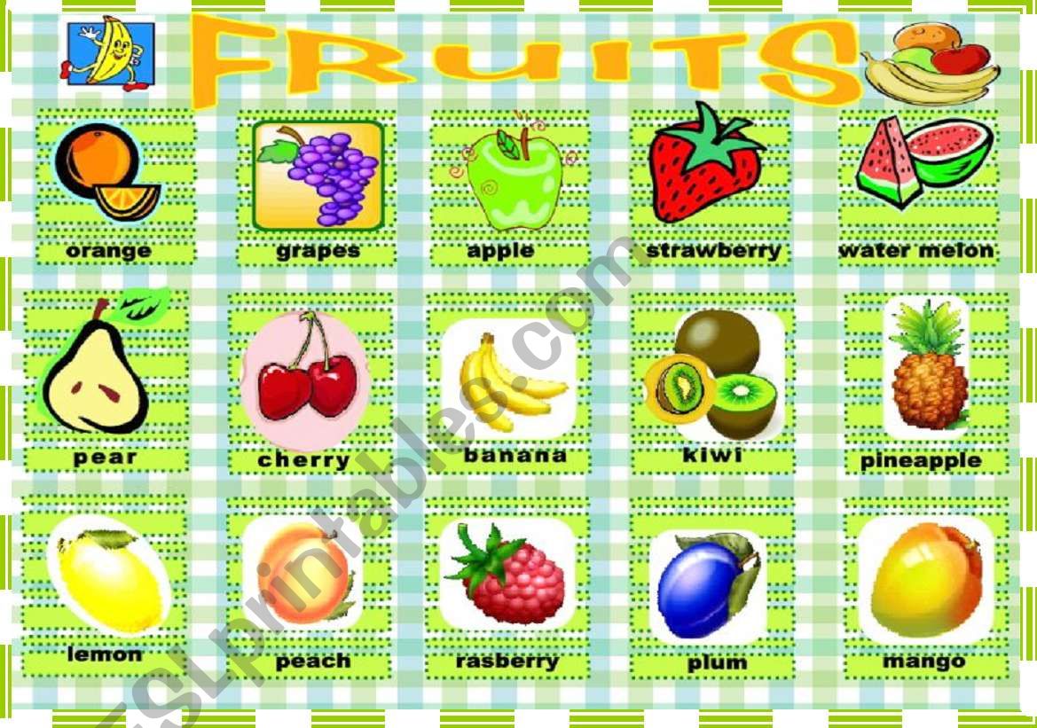 PICTIONARY: FRUITS worksheet