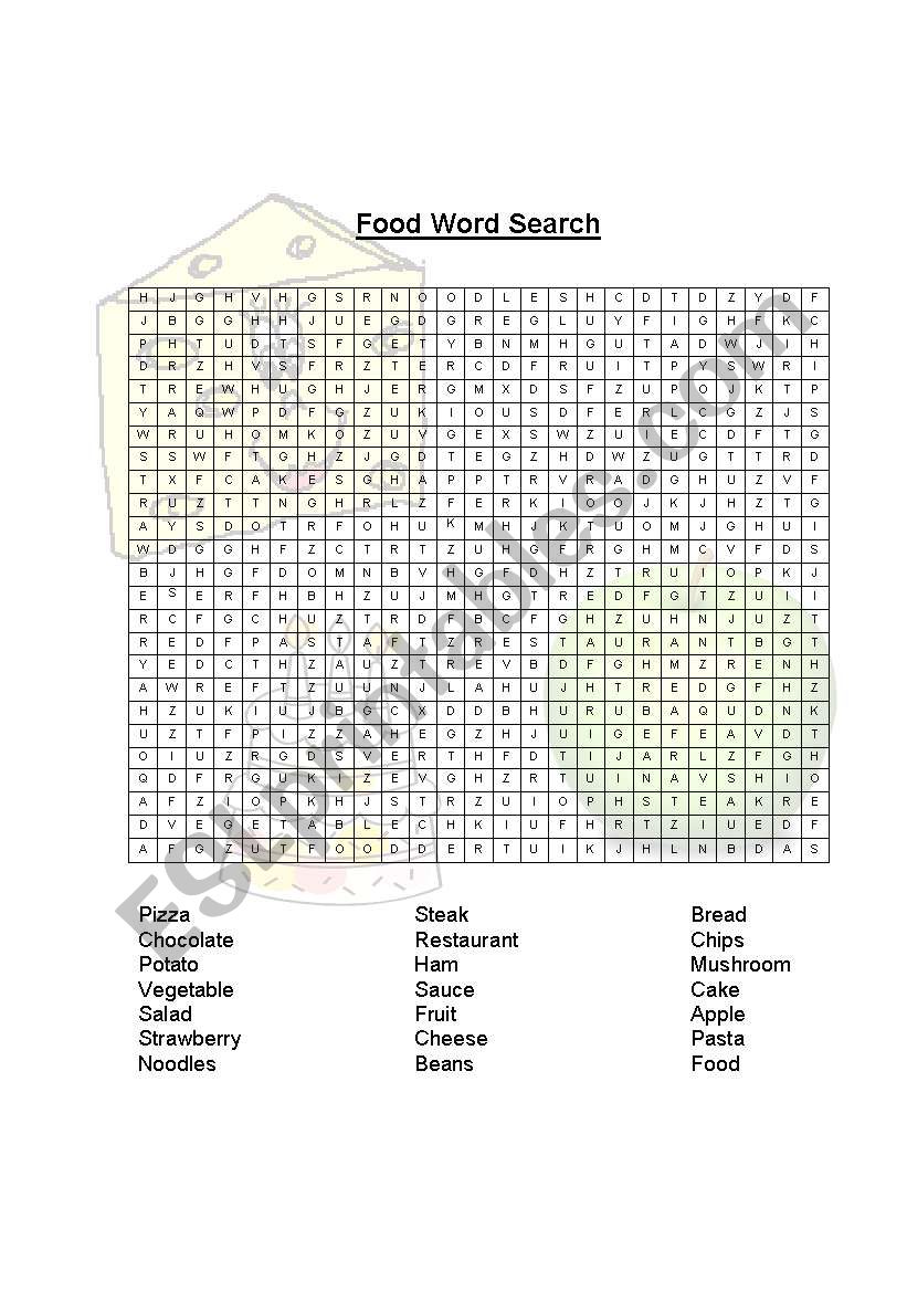 Food Word Search worksheet