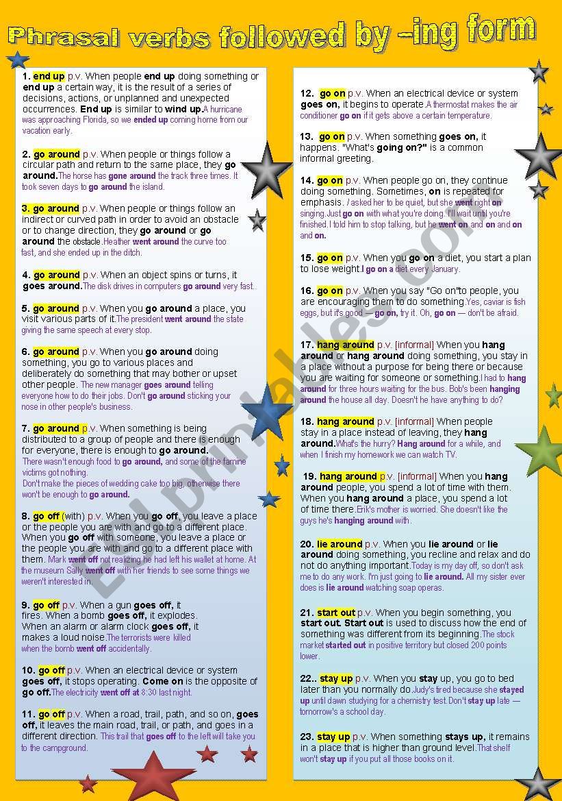 Phrasal verbs worksheet