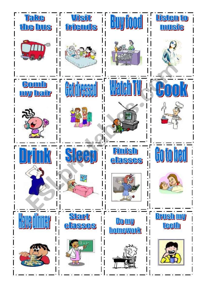 Flash cards - Daily routine worksheet