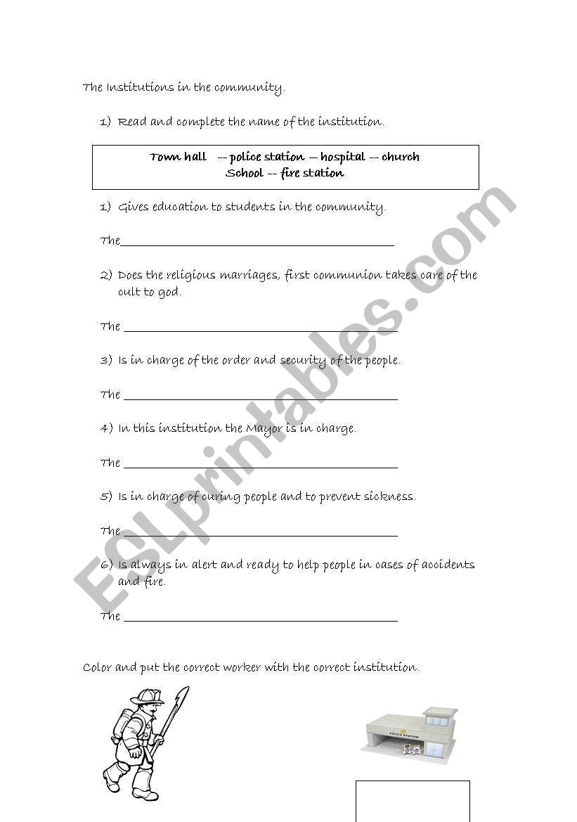 Institutions in the Community worksheet