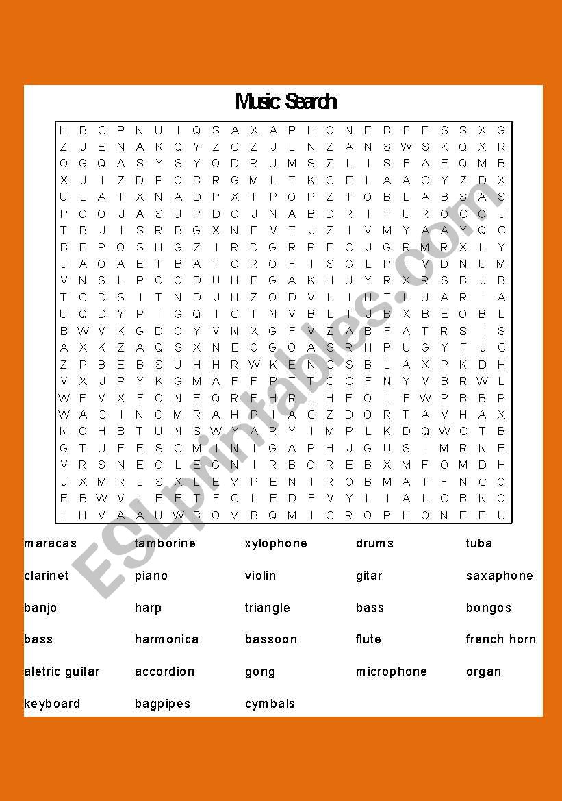 Music search worksheet