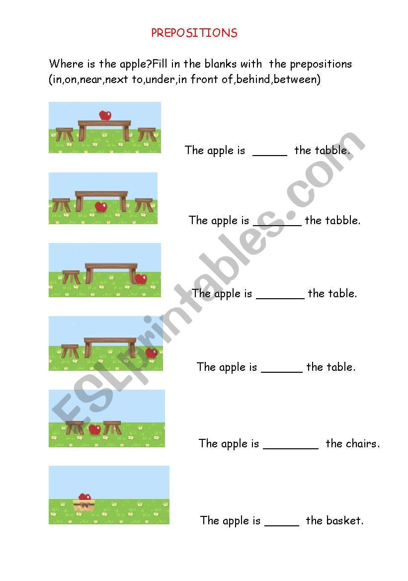 prepositions worksheet