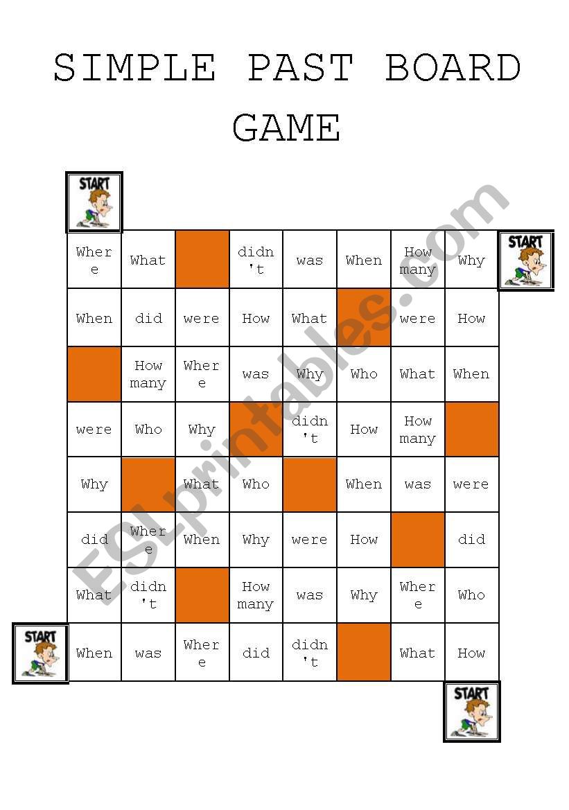 Simple Past Question Board Game - elementary and Pre-intermediate.