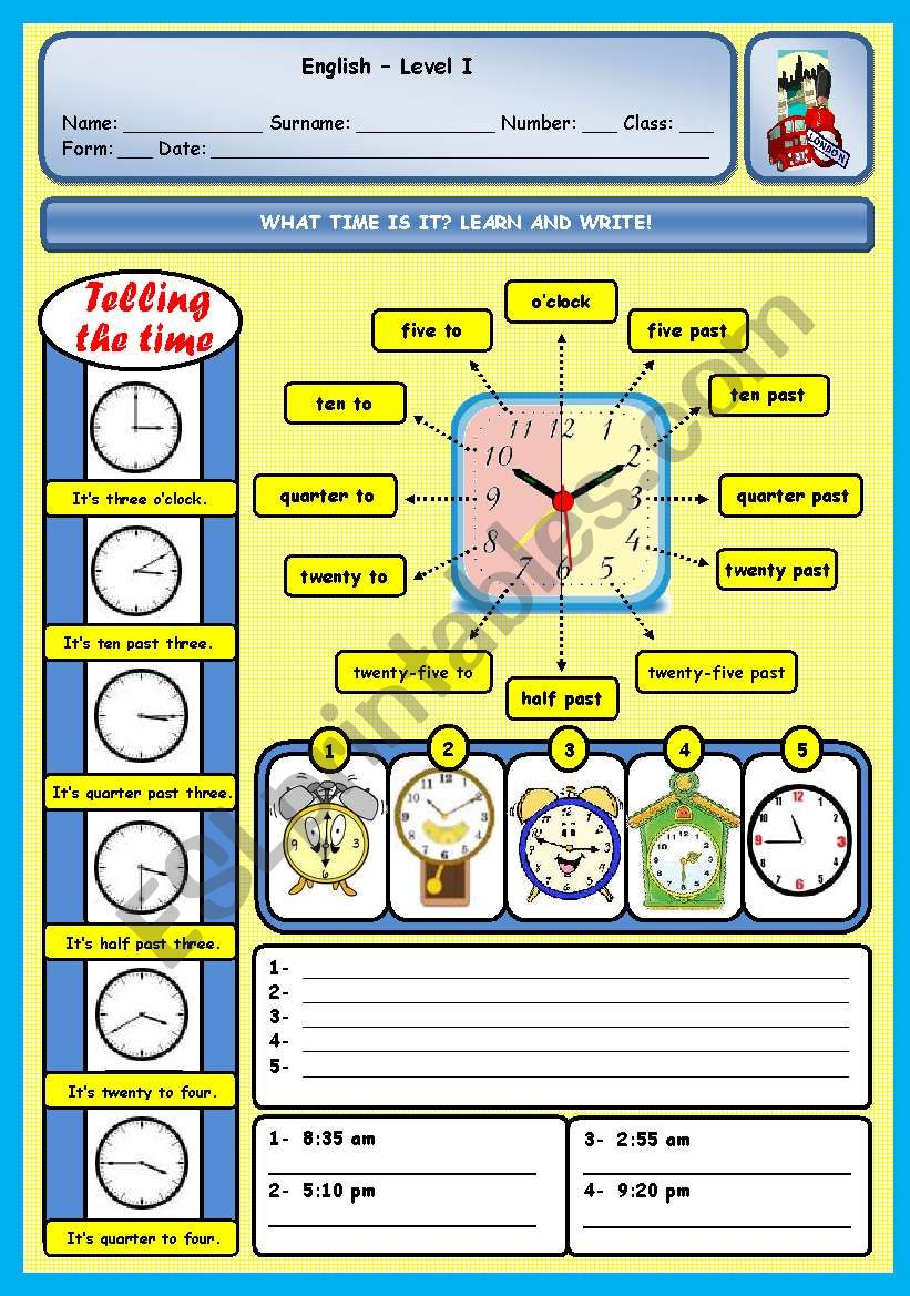 WHAT TIME IS IT? worksheet