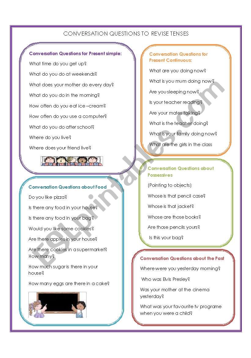 CONVERSATION QUESTIONS TO REVISE TENSES