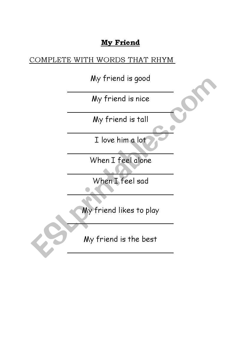 My Friend worksheet