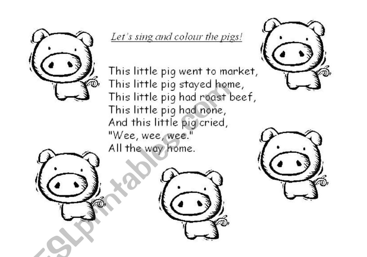This Little Pig Song worksheet