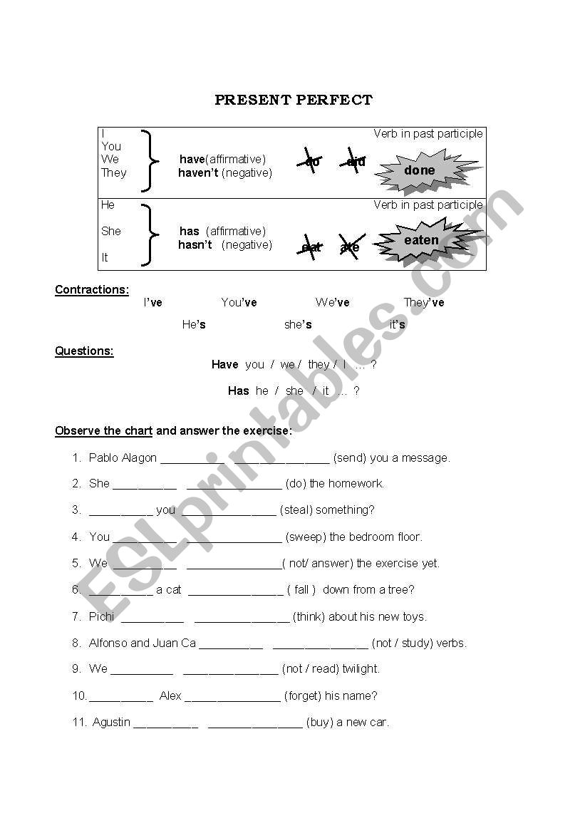 Present Perfect worksheet