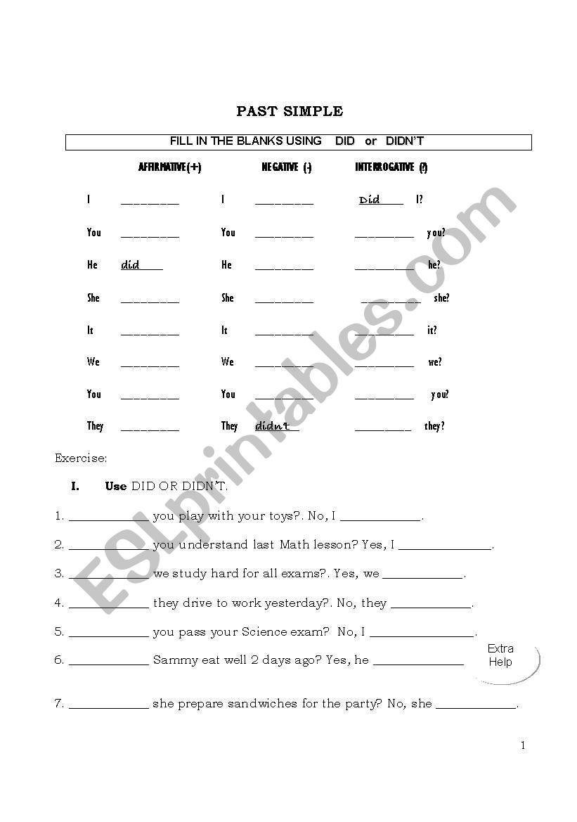 Past Tense worksheet