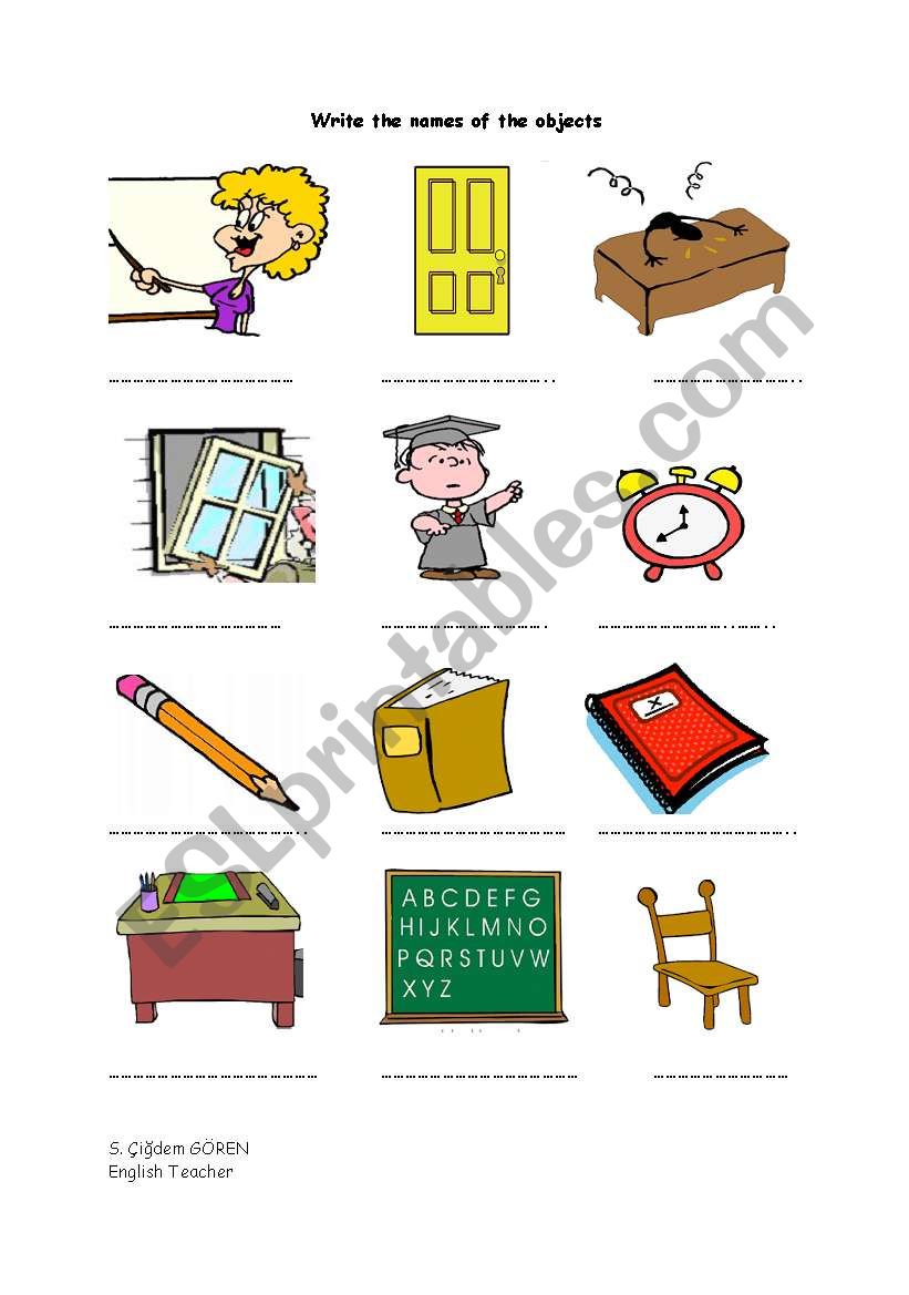 classroom objects worksheet