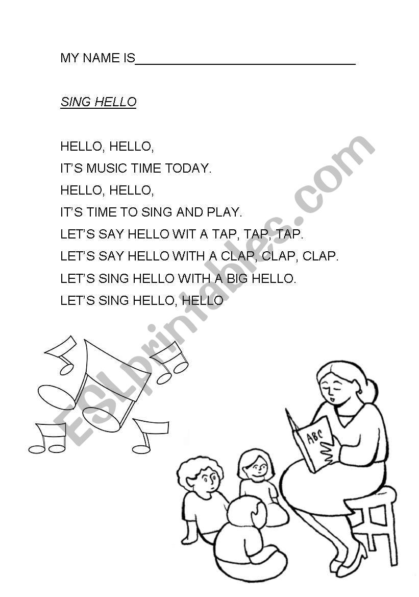 Hello Song worksheet