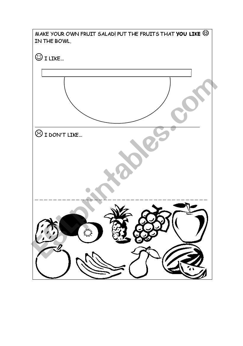 Make your own fruit salad! worksheet