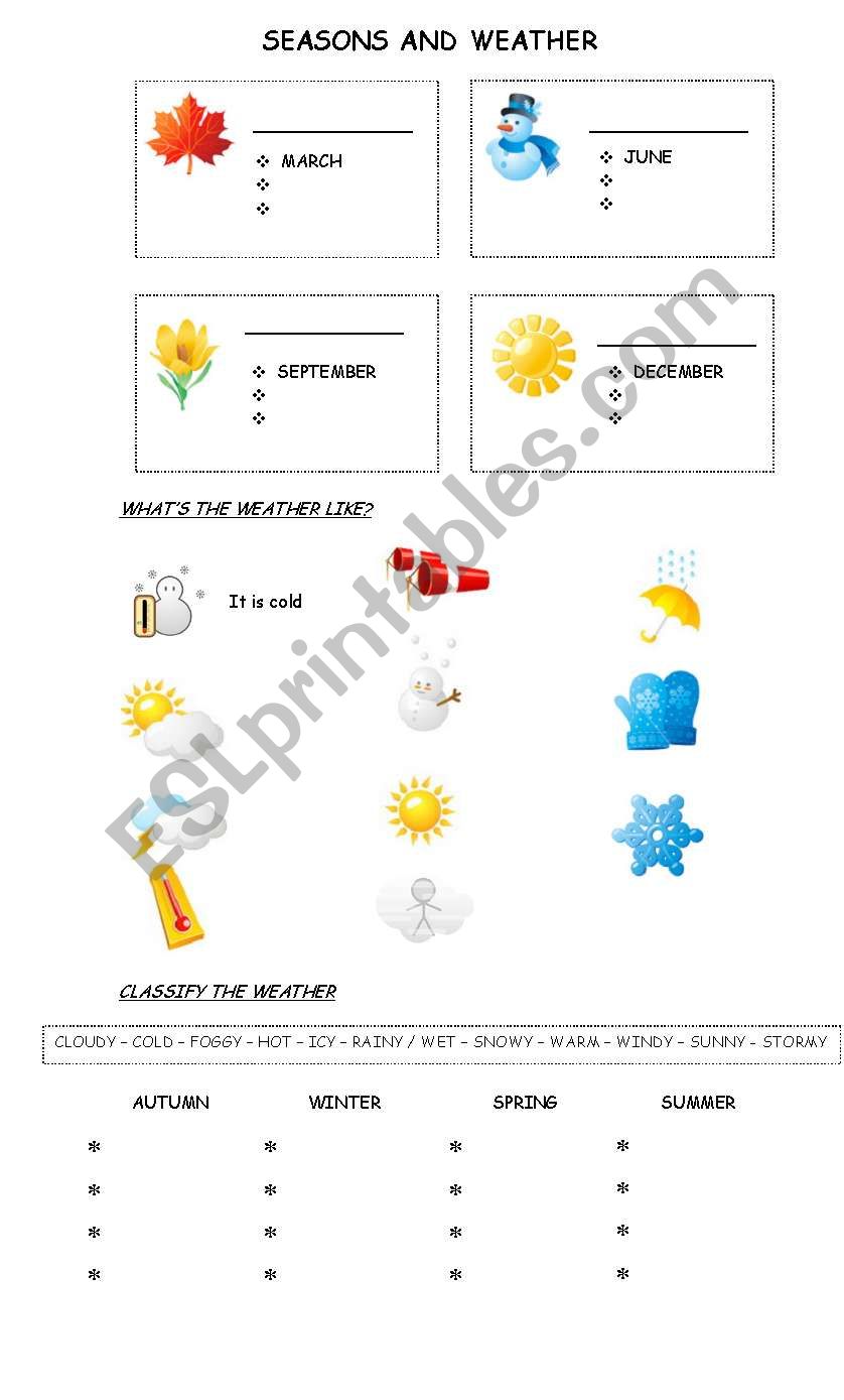 seasons and weather worksheet