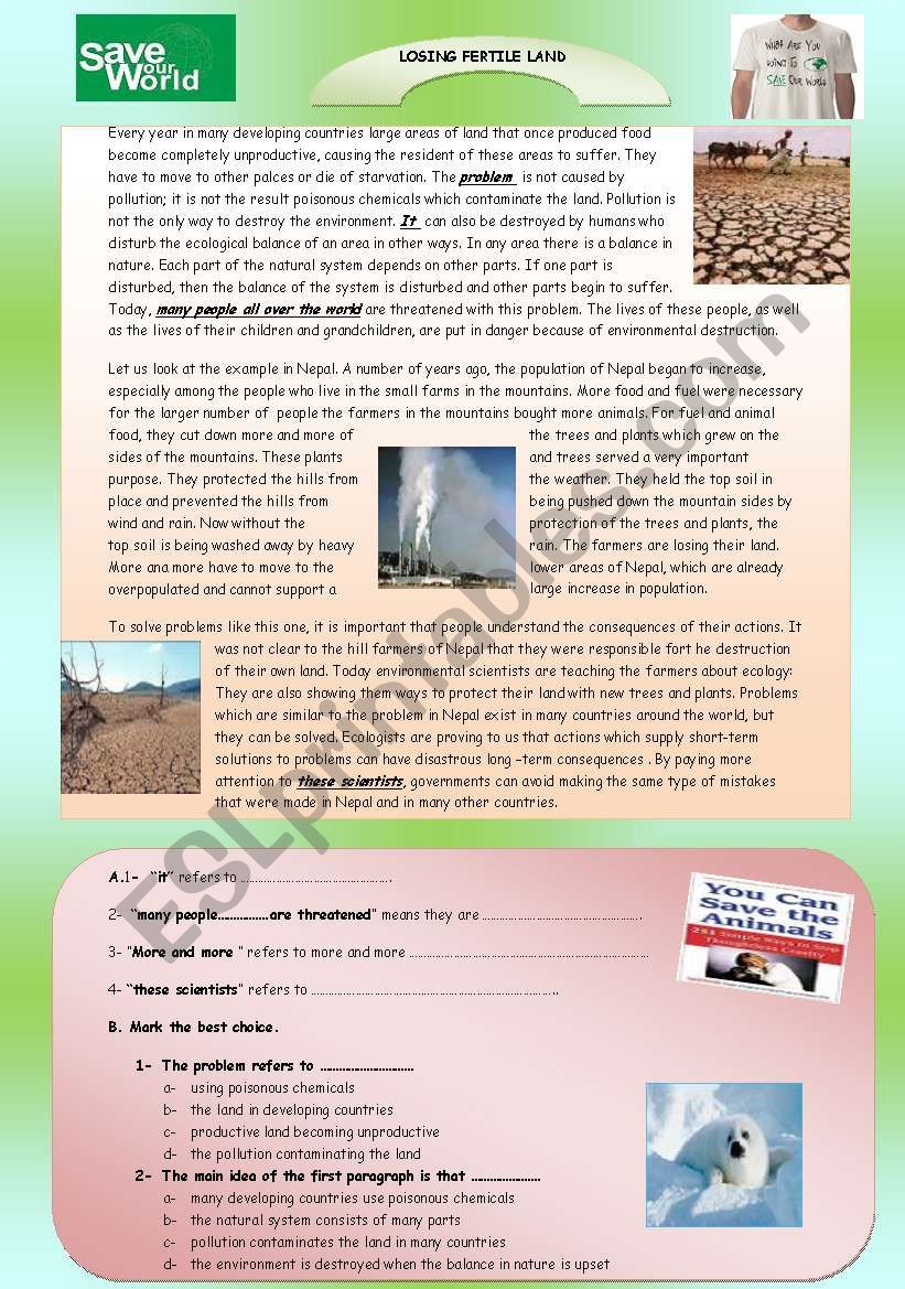  Reading: Save our world! worksheet