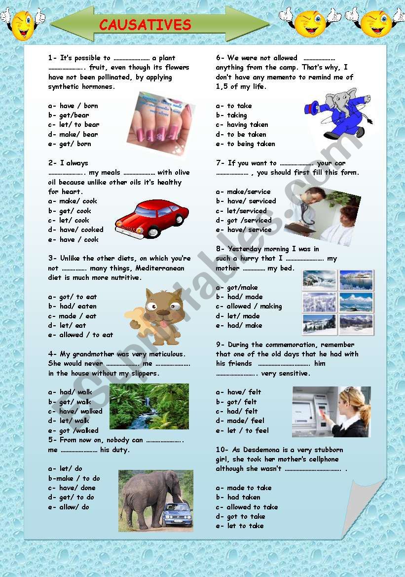 CAUSATIVES + KEY worksheet