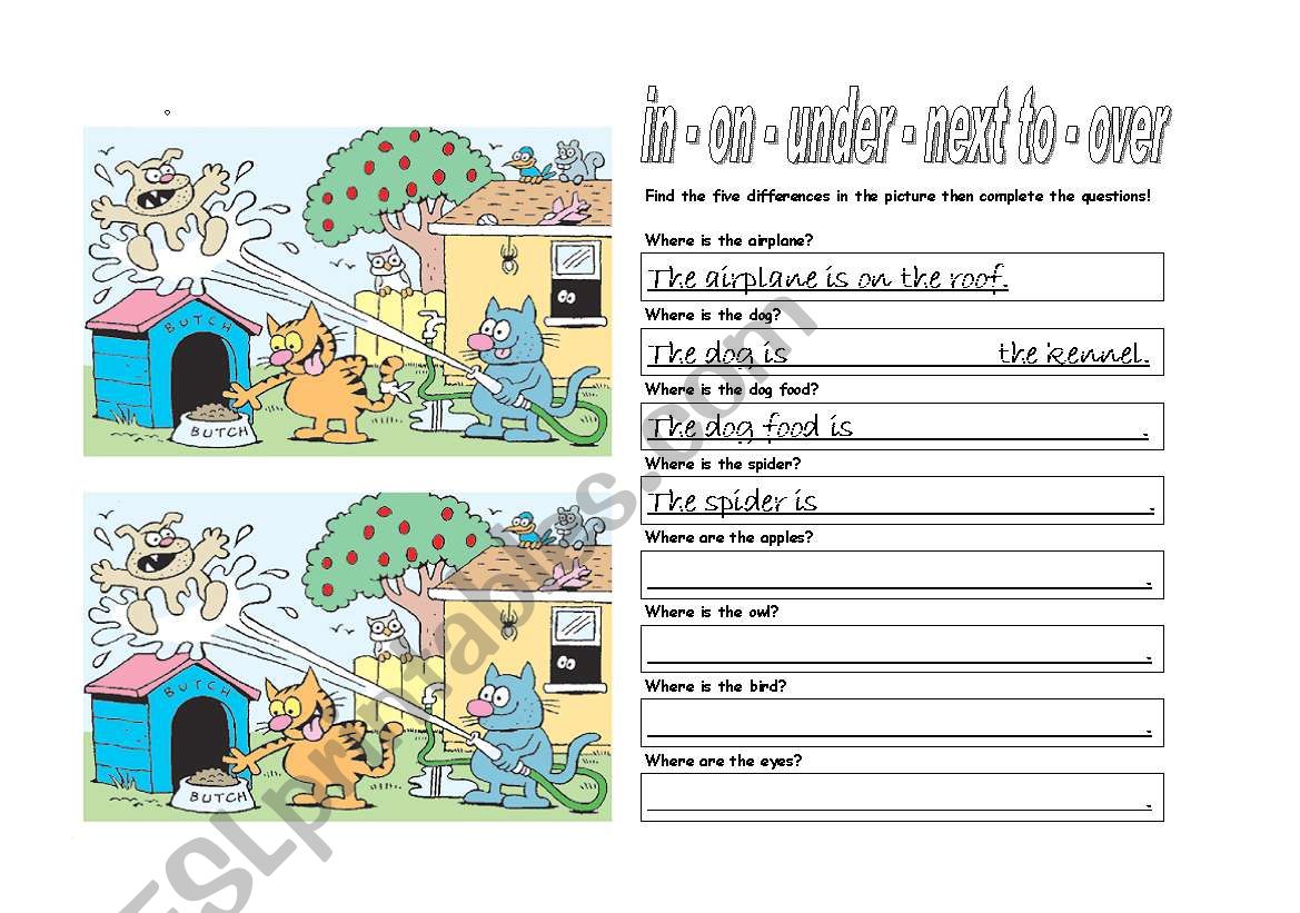 Simple Prepositions of place worksheet