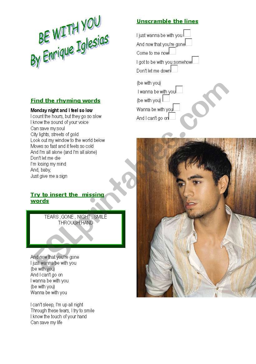 BE WITH YOU LYRICS- Enrique Iglesias