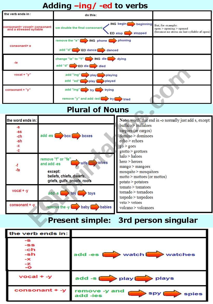 Spelling Rules worksheet