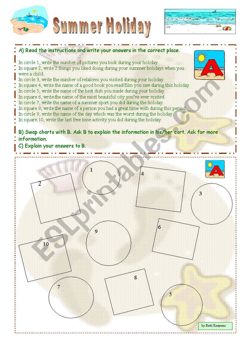 Summer Holiday Discussion worksheet