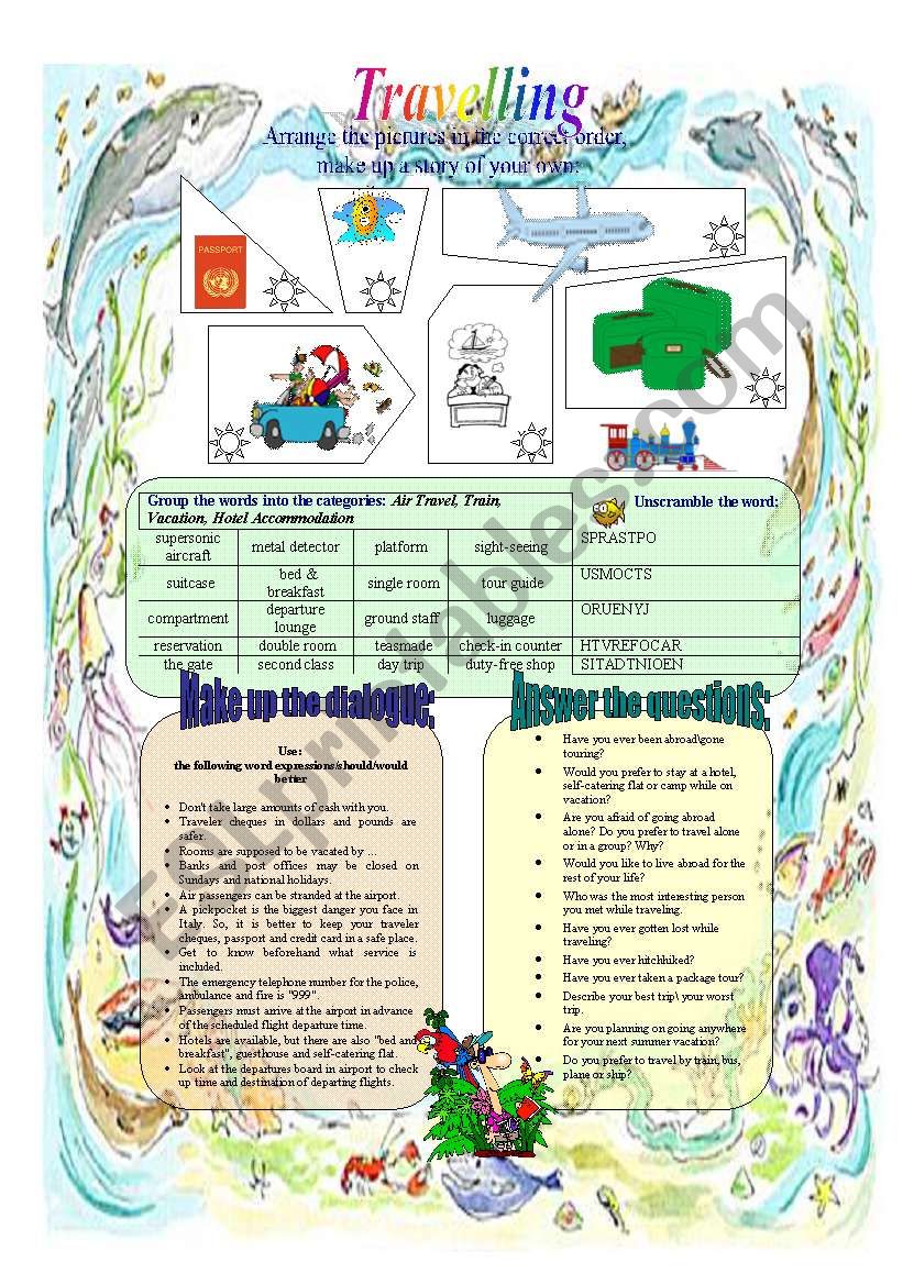 travelling worksheet