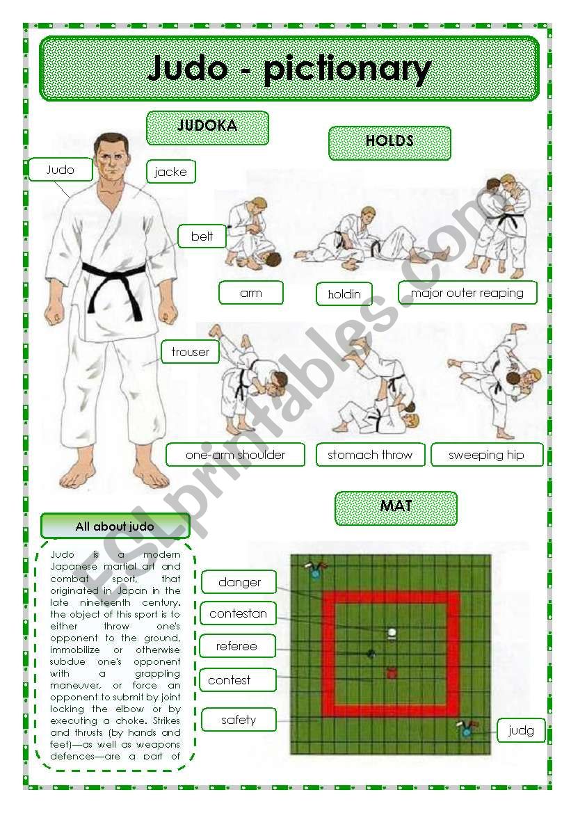 Judo-pictionary worksheet