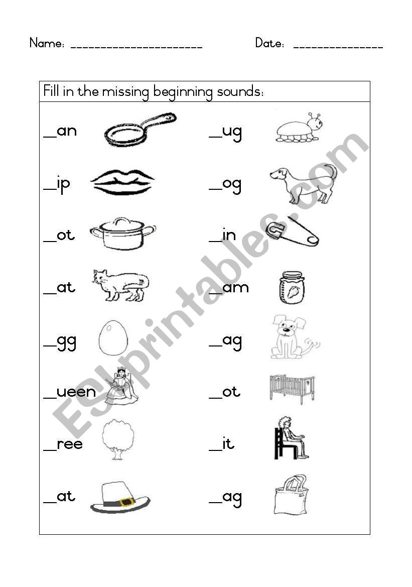 Initial sounds worksheet