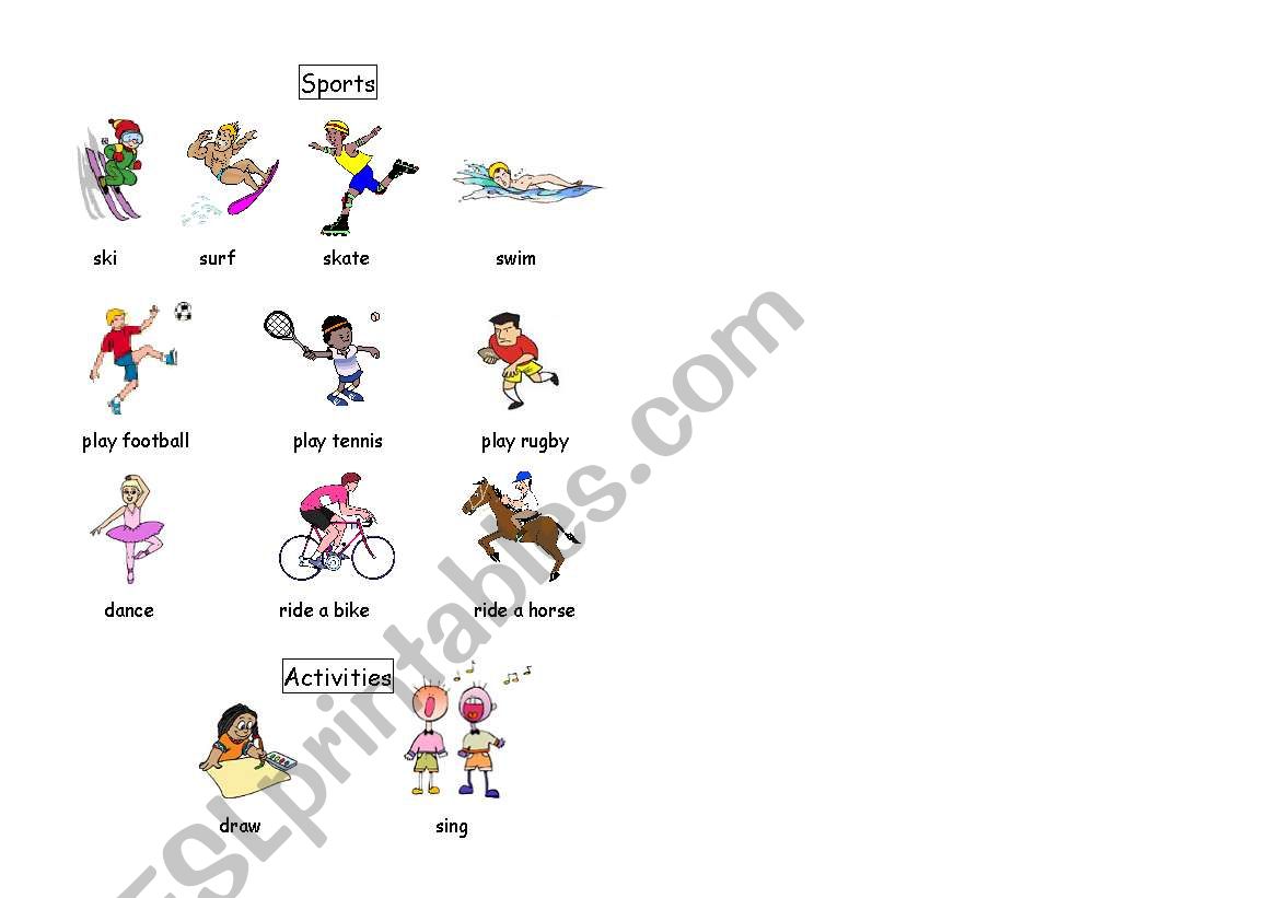 Sports and Activities worksheet