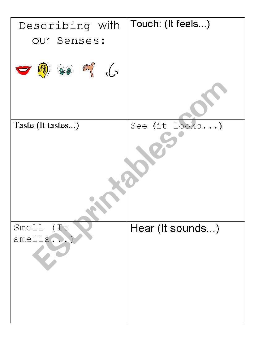 Describe with your senses worksheet