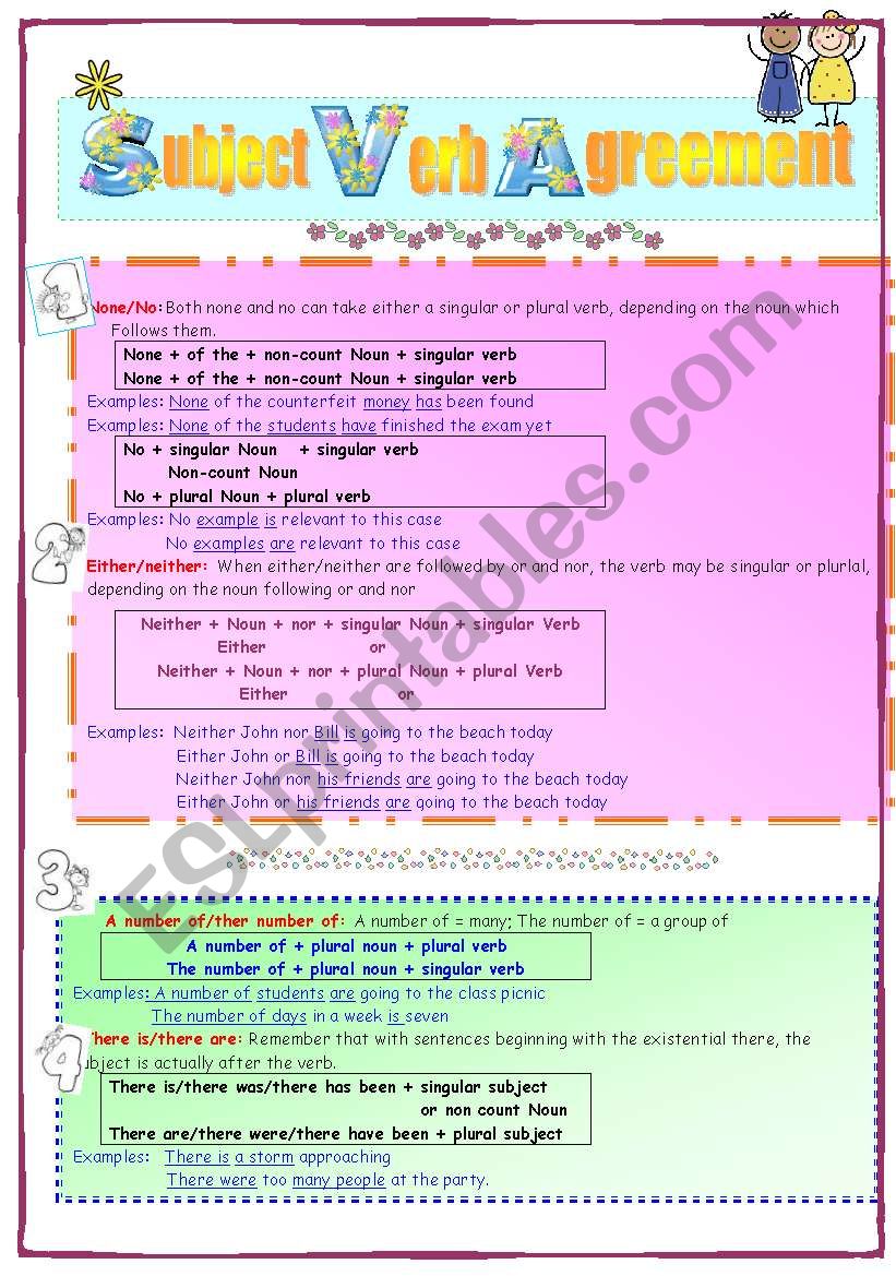 subject verb agreement 3 worksheet