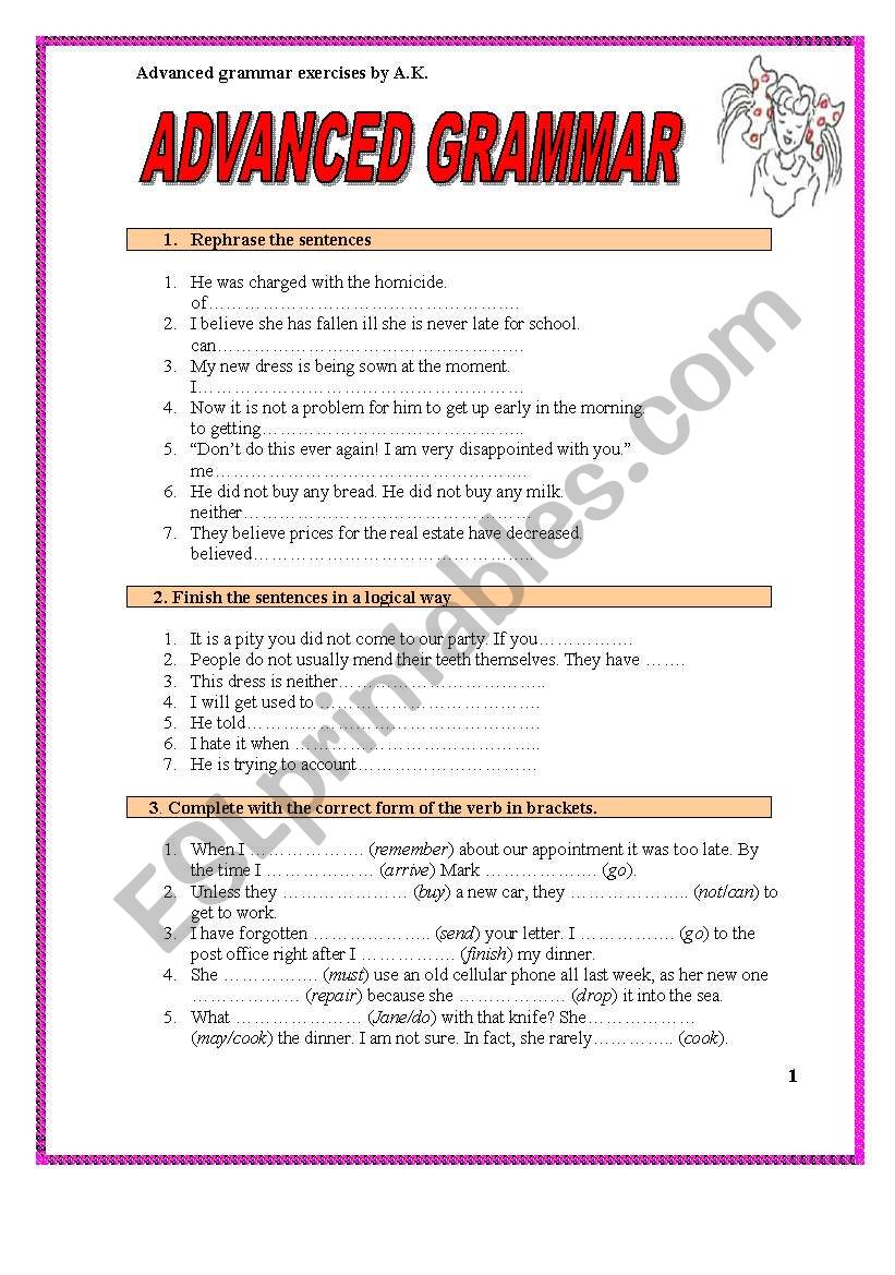 7-pages-of-advanced-grammar-exercises-with-a-key-esl-worksheet-by