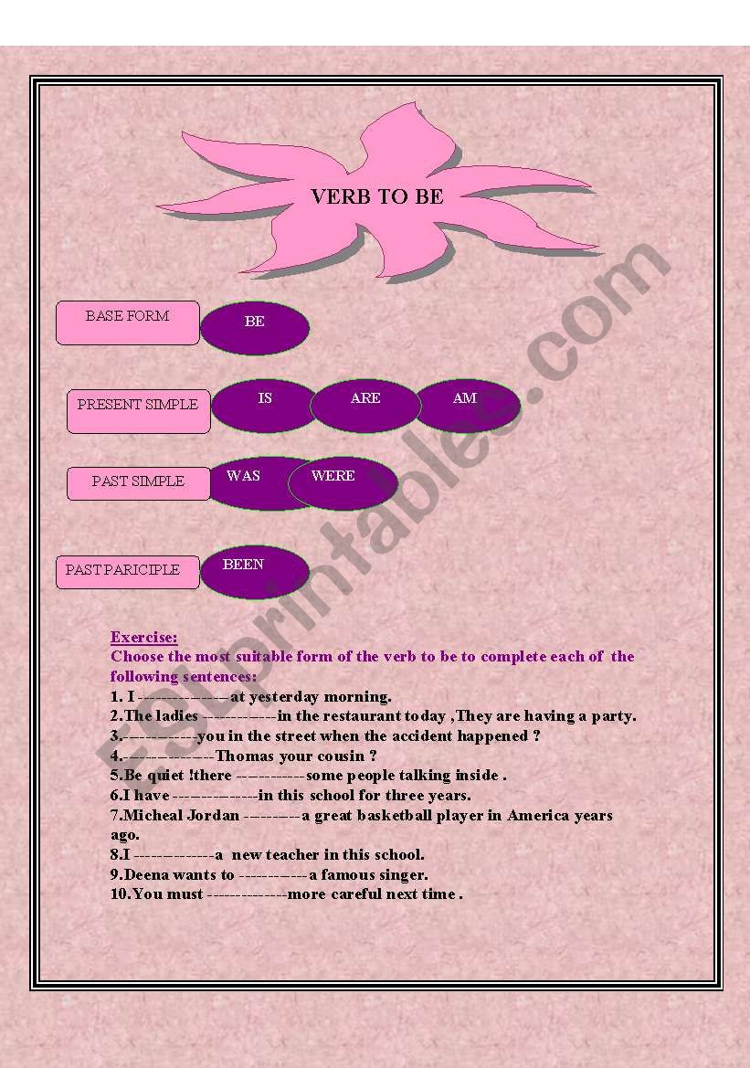 verb to be worksheet