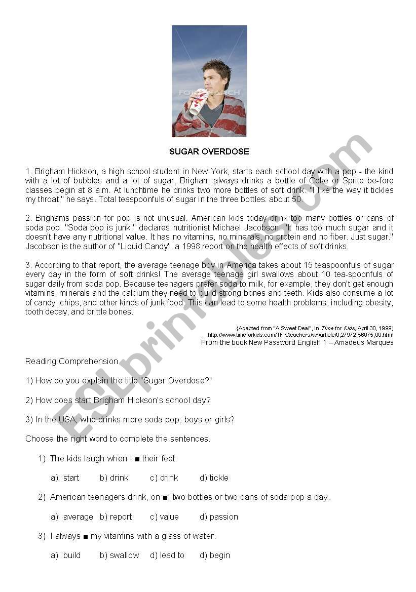 Sugar Overdose worksheet